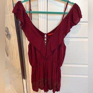 Maroon romper with beautiful beading